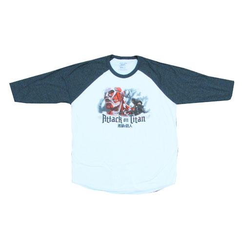 Attack on Titan Eren Fighting Colossus Titan Baseball Ragland T-Shirt